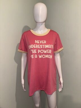 LuLaRoe Pink & Yellow “Power of Woman” Short Sleeve T-Shirt - L